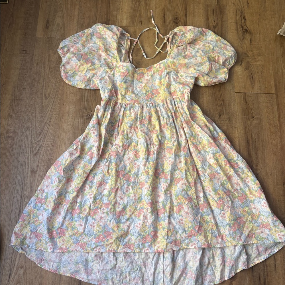 Joe Fresh Multicolor Puff Sleeve Dress
